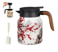 Vintage Floral Pattern Tea,Built-In Infuser,12 Styles with Infuser, Stainless Steel Thermal Carafe Lid, Double Wall Vacuum Travel Tumbler,Infinite Tea Pot (H, 100ML)