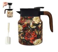 Vintage Floral Pattern Tea,Built-In Infuser,12 Styles with Infuser, Stainless Steel Thermal Carafe Lid, Double Wall Vacuum Travel Tumbler,Infinite Tea Pot (J, 100ML)