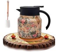 Vintage Floral Pattern Tea with Built-In Infuser - 35oz Stainless Steel Insulated Teapot for Loose Tea, Keeps Hot Drinks Warm for Hours, Perfect for Home or Travel Use (#6,28 OZ)