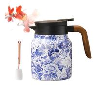 Vintage Floral Pattern Tea with Built-In Infuser - 35oz Stainless Steel Insulated Teapot for Loose Tea, Keeps Hot Drinks Warm for Hours, Perfect for Home or Travel Use (#2,28 OZ)