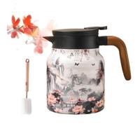 Vintage Floral Pattern Tea with Built-In Infuser - 35oz Stainless Steel Insulated Teapot for Loose Tea, Keeps Hot Drinks Warm for Hours, Perfect for Home or Travel Use (#4,35 OZ)