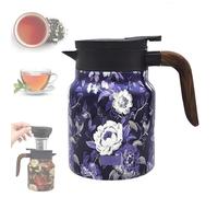Vintage Floral Pattern Teapot 35 Oz 316 Stainless Steel Insulated Tea Pot with Infuser, One-Handed Pour, V-Shaped Spout, Multi-Layer Heat Retention, Leak-Proof Coffee & Tea Thermos for Home and Office