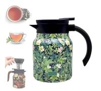 Vintage Floral Pattern Teapot 35 Oz 316 Stainless Steel Insulated Tea Pot with Infuser, One-Handed Pour, V-Shaped Spout, Multi-Layer Heat Retention, Leak-Proof Coffee & Tea Thermos for Home and Office