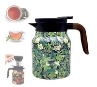 Vintage Floral Pattern Teapot 35 Oz 316 Stainless Steel Insulated Tea Pot with Infuser, One-Handed Pour, V-Shaped Spout, Multi-Layer Heat Retention, Leak-Proof Coffee & Tea Thermos for Home and Office
