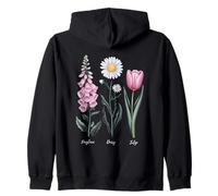 Vintage Floral Plant Foxglove Daisy Tulipe Fleur Fille Maman Sweat à Capuche