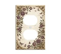 Vintage Floral Rose Papillon Duplex Outlet Covers Plate