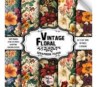 Vintage Floral Scrapbook Paper: Double Sided Sheets | Flower Pattern for Decoupage, Scrapbooking, Junk Journals, and Various DIY Craft Projects | 8.5" x 8.5" (21.59 x 21.59 cm)