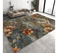Vintage Floral Tapis de Salon Grand 160x230 cm 3D Usine Tapis de Salle à Manger Flanelle Antidérapant Lavable Poil Court Rug pour Salon Salle à Manger Chambre parentale Q-146