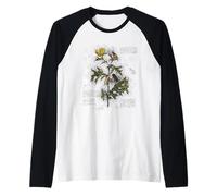 Vintage Flower Design Botanical Sketch Cottagecore Aesthetic Manche Raglan