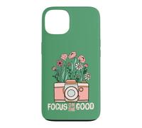 Vintage Focus on The Good Wildflower Camera Happy Thoughts Coque pour iPhone 13