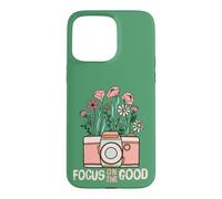 Vintage Focus on The Good Wildflower Camera Happy Thoughts Coque pour iPhone 15 Pro Max
