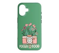 Vintage Focus on The Good Wildflower Camera Happy Thoughts Coque pour iPhone 16