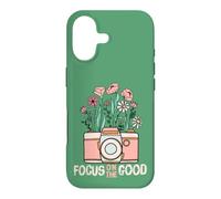 Vintage Focus on The Good Wildflower Camera Happy Thoughts Coque pour iPhone 17