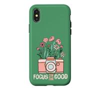 Vintage Focus on The Good Wildflower Camera Happy Thoughts Coque pour iPhone X/XS