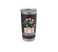 Vintage Focus On The Good Wildflower Camera Happy Thoughts Gobelet isotherme en acier inoxydable double paroi