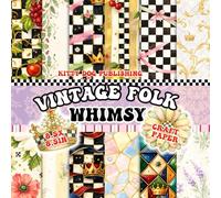 Vintage Folk Whimsy: Checks Blooms Motifs Decorative Paper