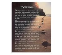 Vintage Footprints In The Sand Christian Poem Motivational Quotes Canvas Wall Art Print for Home Decor Living Room Bedroom Coastal Theme(Unframed,16x24inch(40x60cm))