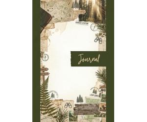 Vintage Forest Ranger Journal Pages - 6x9 Decorative Paper - 100 Woodland Hiking Sheets with Pine Trees, Trail Markers, Wildlife Footprints, Maps, and Nature Ephemera Collage