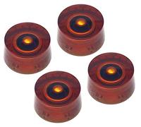 Vintage Forge RS18M-AM4 Lot de 4 boutons de vitesse ambrés compatibles avec guitare électrique Epiphone Les Paul SG Compatible avec 18 pots à tige fendue à cannelure grossière (métrique)