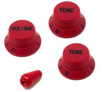Vintage Forge STKUS-RED Boutons de commande pour guitare électrique Fender Stratocaster compatible avec les pots américains (impériaux) à arbre fendu Rouge