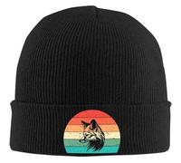 Vintage Fox Retro Sunset Beanie Chapeaux Unisexe, Confortable Tricoté Cuffed Skull Cap Hommes Femmes Porter Quotidiennement Camping Bonnet Tricoté