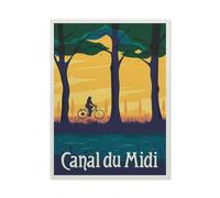 Vintage France Travel Poster Canal du Midi Bicycle Girl，Jigsaws Puzzles 1000 Pieces Teens Kids Jigsaw Entertainment Toys Brain Challenge Puzzle（38x52cm）-BO91