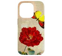 Vintage French Rose and Butterfly Coque pour iPhone 14 Pro