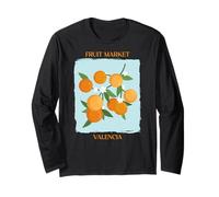 Vintage Fruit Orange Flower Botanical Cottagecore Fruit Manche Longue