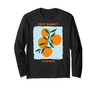 Vintage Fruit Orange Flower Botanical Cottagecore Fruit Manche Longue