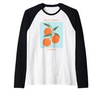 Vintage Fruit Orange Flower Botanical Cottagecore Fruit Manche Raglan