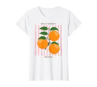 Vintage Fruit Orange Flower Botanical Cottagecore Fruit T-Shirt Graphique avec Valeur, Femme, Blanc, XS