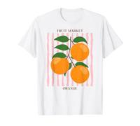 Vintage Fruit Orange Flower Botanical Cottagecore Fruit T-Shirt Graphique avec Valeur, Homme, Blanc, L