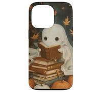 Vintage Ghost Reading Books Fall Leaves Theme Coque pour iPhone 13 Pro