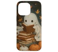 Vintage Ghost Reading Books Fall Leaves Theme Coque pour iPhone 14 Pro Max