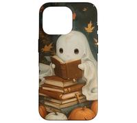 Vintage Ghost Reading Books Fall Leaves Theme Coque pour iPhone 16 Pro