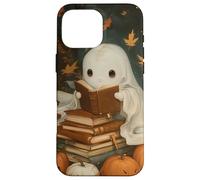 Vintage Ghost Reading Books Fall Leaves Theme Coque pour iPhone 16 Pro Max