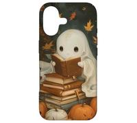 Vintage Ghost Reading Books Fall Leaves Theme Coque pour iPhone 17