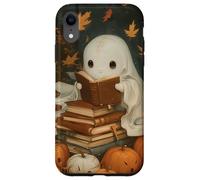 Vintage Ghost Reading Books Fall Leaves Theme Coque pour iPhone XR