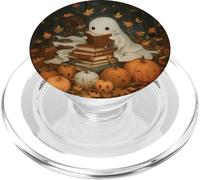Vintage Ghost Reading Books Fall Leaves Theme PopSockets PopGrip pour MagSafe