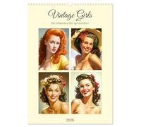 Vintage Girls. Die schönsten Pin-up Gesichter (Wandkalender 2026 DIN A3 hoch), CALVENDO Monatskalender: Zauberhafte Illustrationen im Pretty-Girl-Style