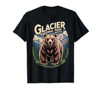Vintage Glacier National Park Bear Retro Travel T-Shirt