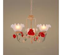 Vintage Glass Flower Chandelier Large French Country Chandeliers Dining Room Rustic Pendant Light Kitchen Island White Hanging Lamp Ceiling for Staircase Bedroom Farmhouse Foyer Entryway