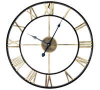 Vintage Grande Horloge Murale en Métal,50CM Chiffres Romains Silencieuse Horloge Murale,Décorative Exquise Évidée pour le Bureau, la Cuisine, le Salon et la Chambre à Coucher, Opération Précise