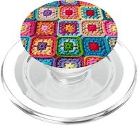 Vintage Granny Squares Pattern Retro Multicolore PopSockets PopGrip pour MagSafe