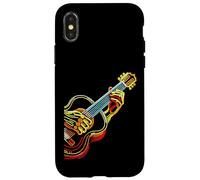 Vintage Guitar Line Art Classical Acoustic Bassist Guitarist Coque pour iPhone X/XS