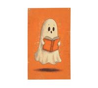 Vintage Halloween mignon fantôme lecture livre cour maison drapeaux ,9 x 1,5 m saison bannière de vœux avec œillets intérieur extérieur fête décoration de la maison