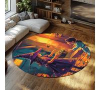 Vintage Halloween Ronds Tapis 120 cm Mignon Sorcière distribuant des Bonbons Impression Cuisine Tapis de Sol antidérapants Halloween Dressing Area Home Decor