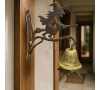 Vintage Halloween Witch Doorbell, Sonnette Porte Halloween en Métal Vintage, Cloche Décorative D'extérieur pour Porche, Jardin, Porte D'entrée, Décoration De Sorcière Et Décoration Quotidienne (A)