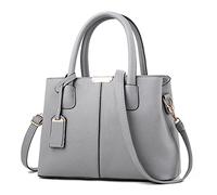 Vintage Handbag For Women Roomy Fashion Womens Ladies Purse Satchel Shoulder Tote Leather Bag(Grey)