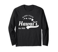 Vintage Hawaii Est. 1959 Aloha State - Carte des îles hawaïennes Manche Longue